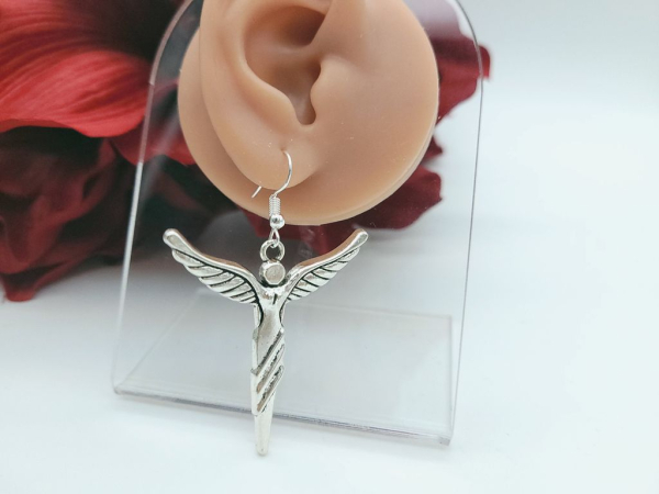 Engel Flügel Ohrringe silberfarben Vintage Optik